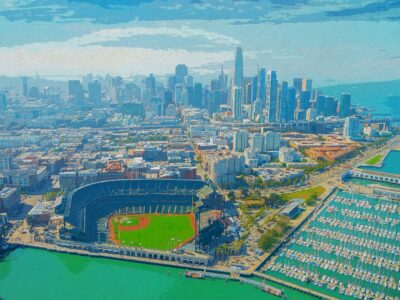 San Francisco skyline watercolor, Oracle Park Canvas, San Francisco watercolor, California wall art ,San Francisco San Francisco wall art
