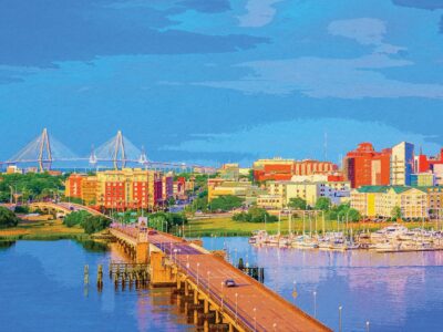 Charleston SC watercolor on canvas, Charleston watercolor canvas ,wall canvas, Charleston photo wall art print, Charleston  watercolor