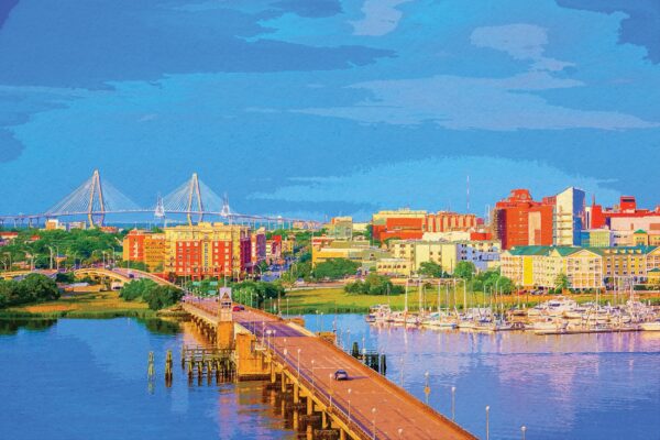 Charleston SC watercolor on canvas, Charleston watercolor canvas ,wall canvas, Charleston photo wall art print, Charleston  watercolor