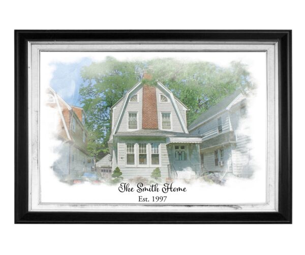 Custom Watercolor of your house mounted on canvas, Customized housewarming gift with family name, Realtor gift new home, First home gift
