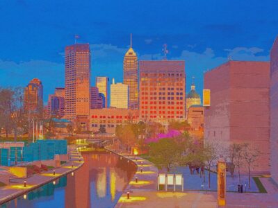 Indianapolis watercolor on canvas, Indianapolis skyline watercolor, Indianapolis wall canvas, Indianapolis night Indianapolis art,watercolor