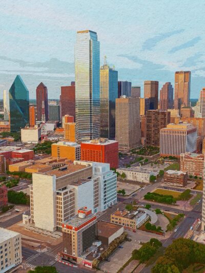 Dallas skyline watercolor, TX canvas watercolor, Dallas watercolor,Texas, City skyline,  Dallas Texas wall art, Canvas gifts, art