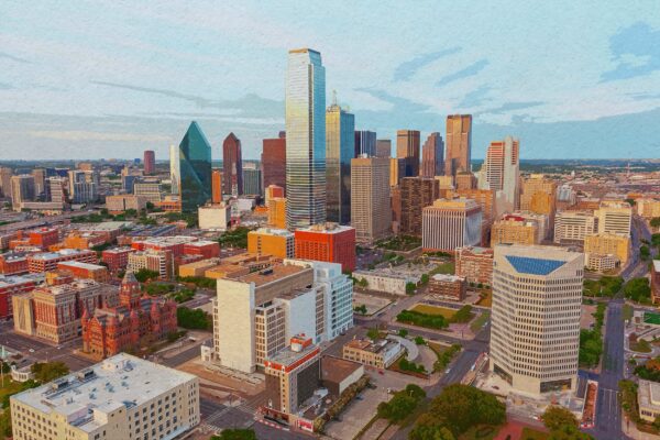 Dallas skyline watercolor, TX canvas watercolor, Dallas watercolor,Texas, City skyline,  Dallas Texas wall art, Canvas gifts, art