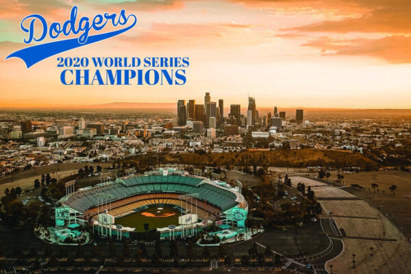 Los Angeles Dodgers World Champs 2020 Dodger Stadium Canvas, LA Skyline  Printed on Canvas, Los Angeles skyline, Large LA Dodgers Print,