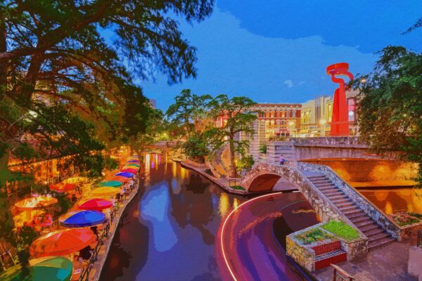 San Antonio riverwalk watercolor, San Antonio Riverwalk, San Antonio Riverwalk, San Antonio Wall canvas, Texas wall art, San Antonio decor