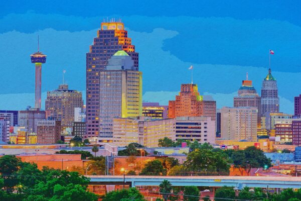 San Antonio watercolor , San Antonio Canvas, San Antonio skyline, San Antonio Wall canvas, Texas wall art, San Antonio decor, Texas canvas
