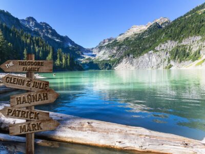 Personalized names canvas, Rocky mountain lake custom canvas, Family Multi names canvas, Sign post names  Family custom gift canvas, Family