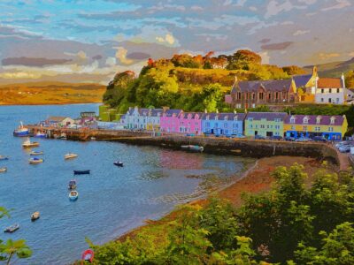 Isle of Skye Scotland watercolor canvas, Scotland watercolor  on Canvas, Landscape lake canvas, Scotland Wall art, Scotland art