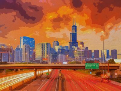 Chicago watercolor skyline, Chicago Canvas, Chicago canvas skyline, Chicago watercolor skyline Wall canvas, Windy city wall art Chicago art,