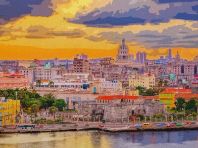 Havana Cuba watercolor, Havana Cuba, Wall canvas, , Havana Cuba photo, Cuba watercolor, Cuba from the ocean
