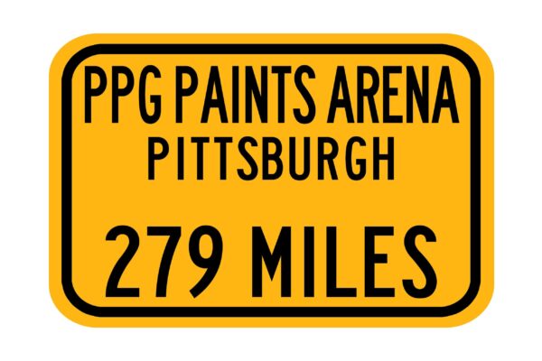 Personalized Highway Distance Sign || To: PPG Paints arena||Pittsburgh Penguins || PPG Paints arena|| Pittsburgh highway sign ||