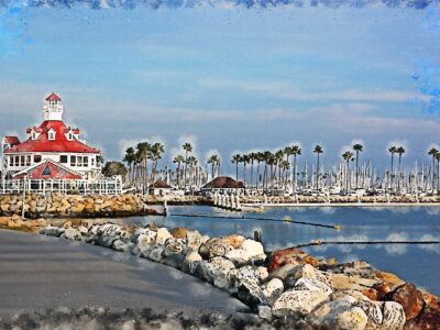 Long Beach California watercolor print Long Beach Canvas watercolor, Long Beach wall art canvas, Long Beach CA framed watercolor art
