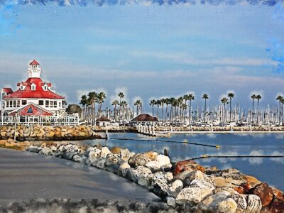 Long Beach California watercolor print Long Beach Canvas watercolor, Long Beach wall art canvas, Long Beach CA framed watercolor art