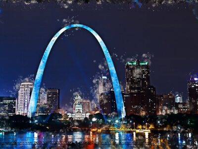 St Louis watercolor Skyline, St Louis Missouri watercolor, St Louis skyline  St Louis Arch wall art, St Louis decor, Texas canvas