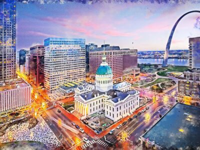 St Louis watercolor Skyline, St Louis Missouri watercolor, St Louis skyline  St Louis Arch wall art, St Louis decor, Missouri canvas
