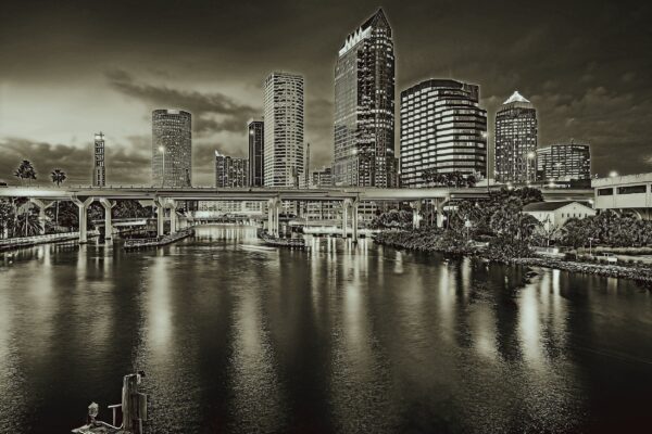 Tampa Florida digital oil painting, Tampa skyline watercolor, Tampa canvas watercolor Tampa art, Tampa Bay skyline canvas Tampa Florida