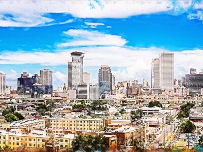 New Orleans watercolor canvas, New Orleans Canvas Print, New Orleans wall art, Canvas Wall Art, Watercolor Skyline, Gift Ideas