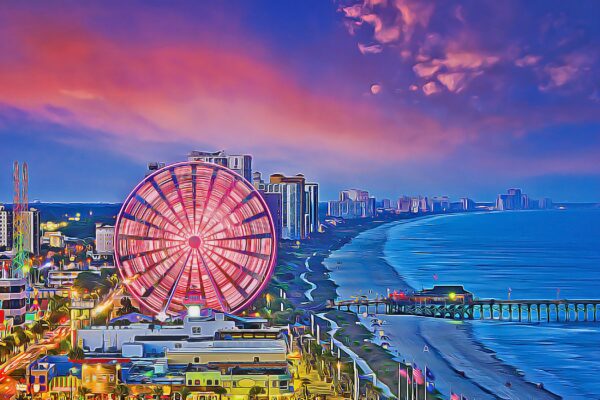 Myrtle Beach digital oil painting, Myrtle beach wheel Canvas, Myrtle Beach canvas, Myrtle Beach watercolor canvas, South Carolina Gift,