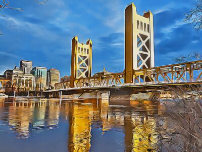 Sacramento California watercolor digital oil painting skyline canvas, Sacramento watercolor Sacramento art, Sacramento Sacramento watercolor