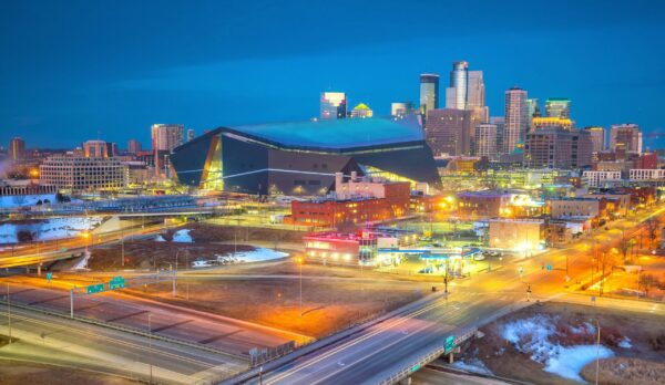 Minneapolis Minnesota canvas skyline, US Bank Stadium, City skyline, Large Minneapolis Print ,Minneapolis wall art, Canvas gifts, art