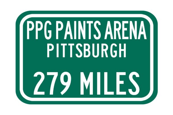 Personalized Highway Distance Sign || To: PPG Paints arena||Pittsburgh Penguins || PPG Paints arena|| Pittsburgh highway sign ||
