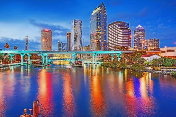 Tampa Florida digital oil painting, Tampa skyline watercolor, Tampa canvas watercolor Tampa art, Tampa Bay skyline canvas Tampa Florida - Image 2