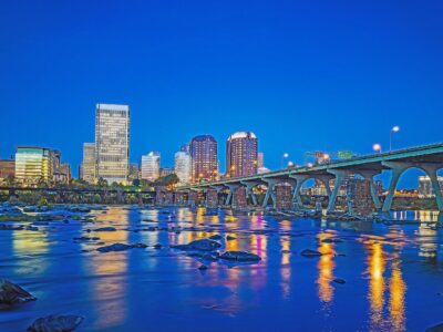 Richmond Virginia watercolor, Richmond digital oil painting Canvas, Richmond James River skyline, Richmond Wall canvas, Virginia skyline art