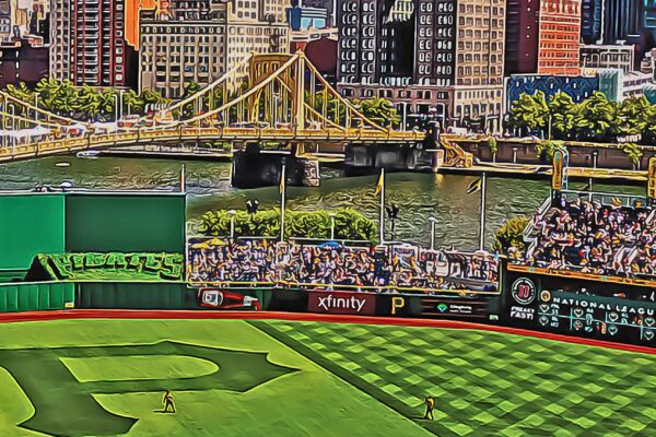 PNC park watercolor Printed on Canvas, Pittsburgh watercolor, Large Pittsburgh Pirates Print, Pittsburgh wall art, Canvas gifts, art