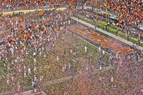 Clemson Tigers Football digital oil painting  canvas, Death Valley Canvas,  Clemson wall canvas, South Carolina art, Clemson National Champs