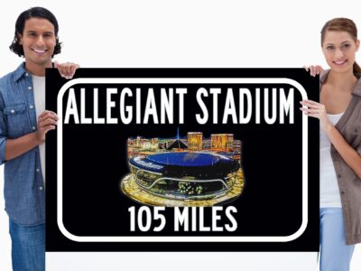 Las Vegas Raiders Allegiant Stadium - Miles to Stadium Highway Road Sign Customize the Distance Sign ,Las Vegas Raiders stadium sign