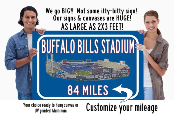 Buffalo Bills, Bills Stadium - Miles to Stadium Highway Road Sign Customize the Distance Sign ,Buffalo Bills , Billstadium sign