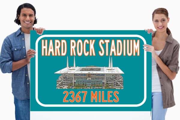 Miami Dolphins Hard Rock Stadium - Miles to Stadium Highway Road Sign Customize the Distance Sign ,Miami Dolphins Hard Rock stadium sign