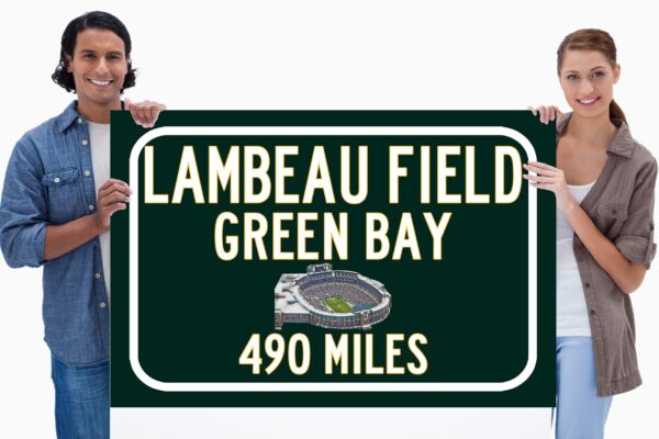 Green Bay Packers Lambeau Field - Miles to Stadium Highway Road Sign Customize the Distance Sign ,green Bay Packers Lambeau Fieldsign