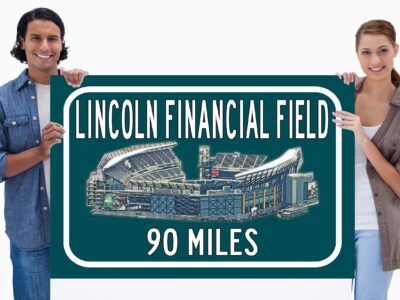 Philadelphia Eagles Lincoln FInancial Field -Miles to Stadium Highway Road Sign Customize the Distance Sign ,Eagles Lincoln Financial Field