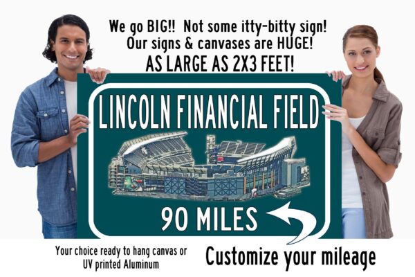 Philadelphia Eagles Lincoln FInancial Field -Miles to Stadium Highway Road Sign Customize the Distance Sign ,Eagles Lincoln Financial Field