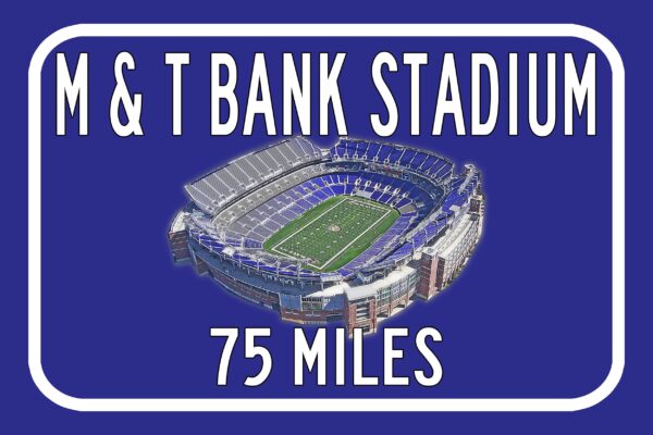 Baltimore Ravens M and T Bank Stadium - Miles to Stadium Highway Road Sign Customize the Distance Sign ,Ravens M and T Bank stadium sign