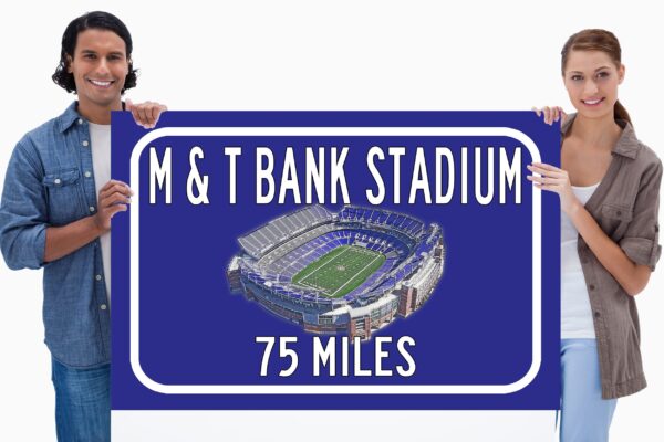 Baltimore Ravens M and T Bank Stadium - Miles to Stadium Highway Road Sign Customize the Distance Sign ,Ravens M and T Bank stadium sign