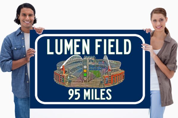 Seattle Seahawks Lumen Field- Miles to Stadium Highway Road Sign Customize the Distance Sign ,Seattle Seahawks Lumen Field