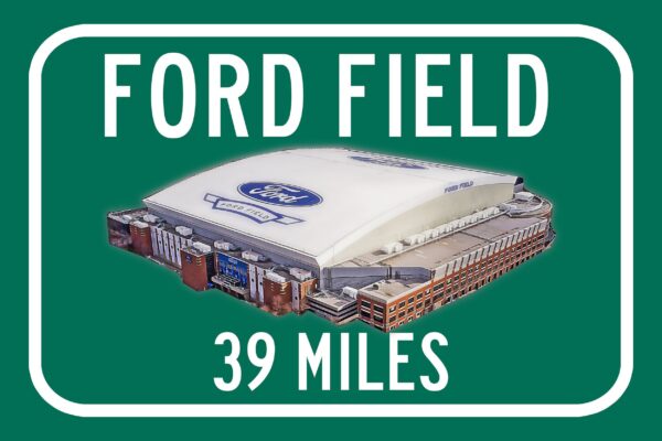 Detroit Lions Ford Field - Miles to Stadium Highway Road Sign Customize the Distance Sign ,Detroit Lions Ford Field sign
