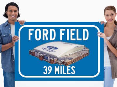 Detroit Lions Ford Field - Miles to Stadium Highway Road Sign Customize the Distance Sign ,Detroit Lions Ford Field sign