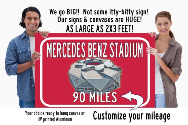 Atlanta Falcons Mercedes Benz Stadium - Miles to Stadium Highway Road Sign Customize the Distance Sign ,Atlanta Falcons Mercedes stadium