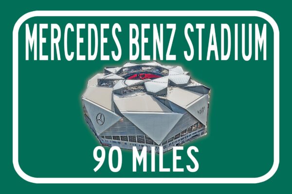 Atlanta Falcons Mercedes Benz Stadium - Miles to Stadium Highway Road Sign Customize the Distance Sign ,Atlanta Falcons Mercedes stadium
