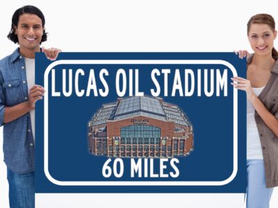 Indianapolis Stadium Lucas Oil Stadium - Miles to Stadium Highway Road Sign Customize the Distance Sign ,Colts Lucas Oil Stadium sign