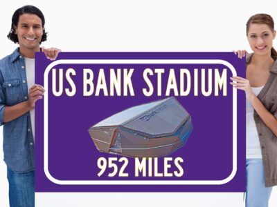 Minnesota Vikings US Bank Stadium - Miles to Stadium Highway Road Sign Customize the Distance Sign ,Minnesota Vikings US Bank stadium sign