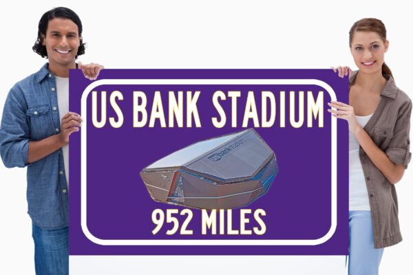 Minnesota Vikings US Bank Stadium - Miles to Stadium Highway Road Sign Customize the Distance Sign ,Minnesota Vikings US Bank stadium sign