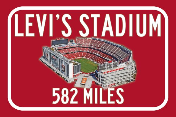 San Francisco 49ers Levi's Stadium - Miles to Stadium Highway Road Sign Customize the Distance Sign ,San Francisco 49ers Levi's stadium