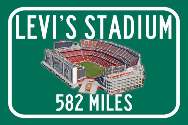 San Francisco 49ers Levi's Stadium - Miles to Stadium Highway Road Sign Customize the Distance Sign ,San Francisco 49ers Levi's stadium