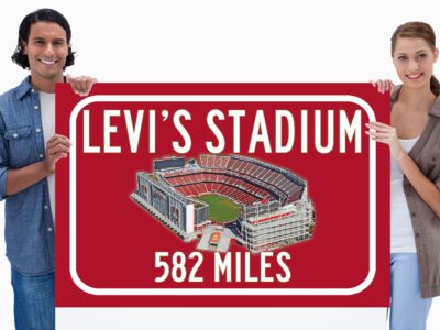 San Francisco 49ers Levi's Stadium - Miles to Stadium Highway Road Sign Customize the Distance Sign ,San Francisco 49ers Levi's stadium