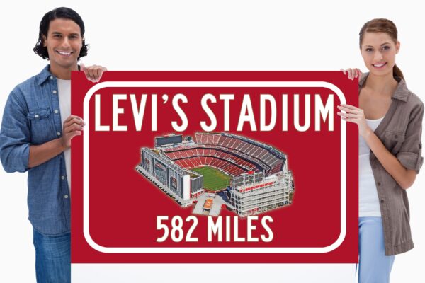San Francisco 49ers Levi's Stadium - Miles to Stadium Highway Road Sign Customize the Distance Sign ,San Francisco 49ers Levi's stadium