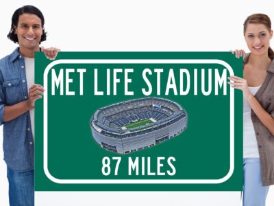 New York Jets MetLife Stadium - Miles to Stadium Highway Road Sign Customize the Distance Sign ,New York jets MetLife Stadiumstadium sign